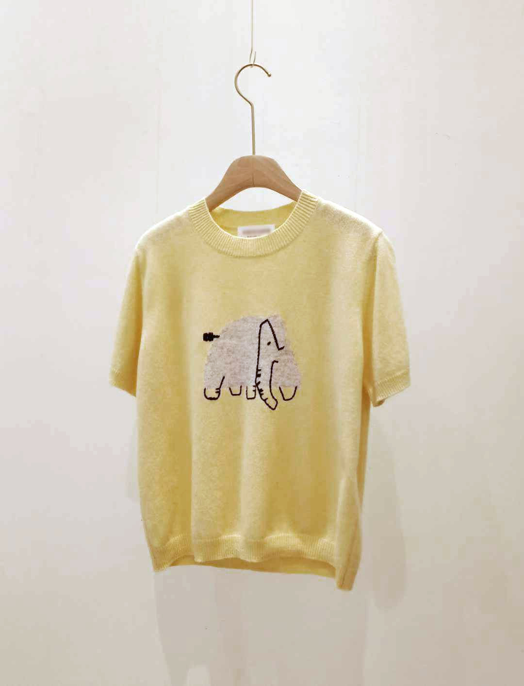 可可家100%WOOL大象短袖毛衣