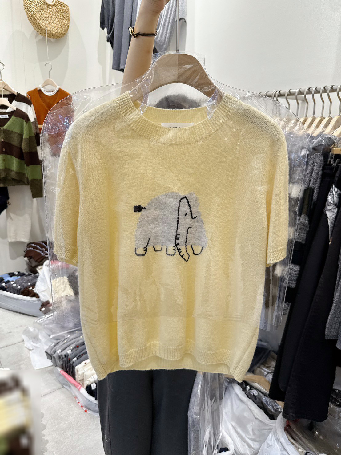 可可家100%WOOL大象短袖毛衣