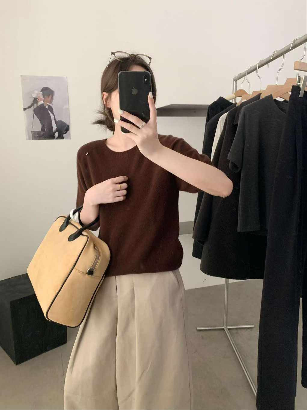可可家100%WOOL拉克蘭短袖毛衣