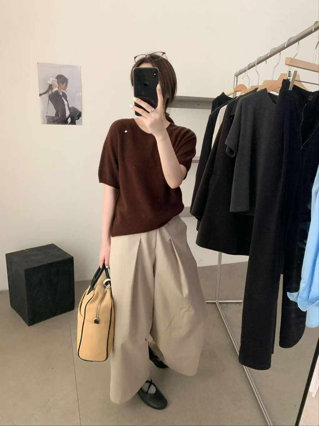可可家100%WOOL拉克蘭短袖毛衣