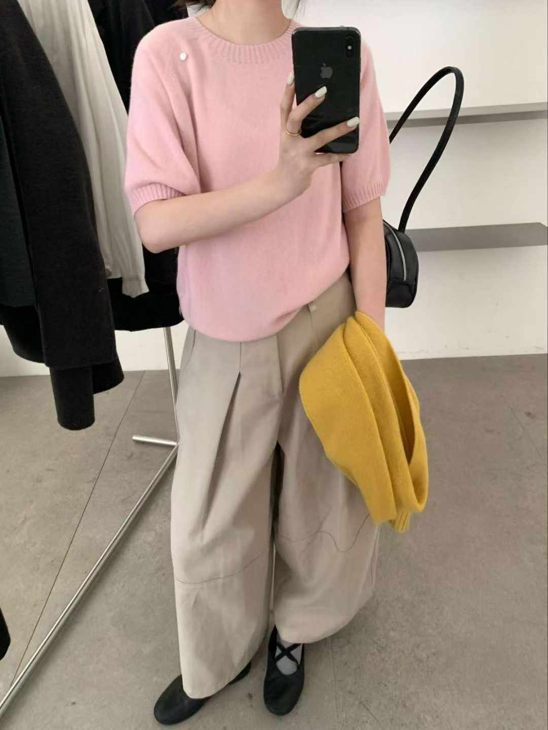 可可家100%WOOL拉克蘭短袖毛衣