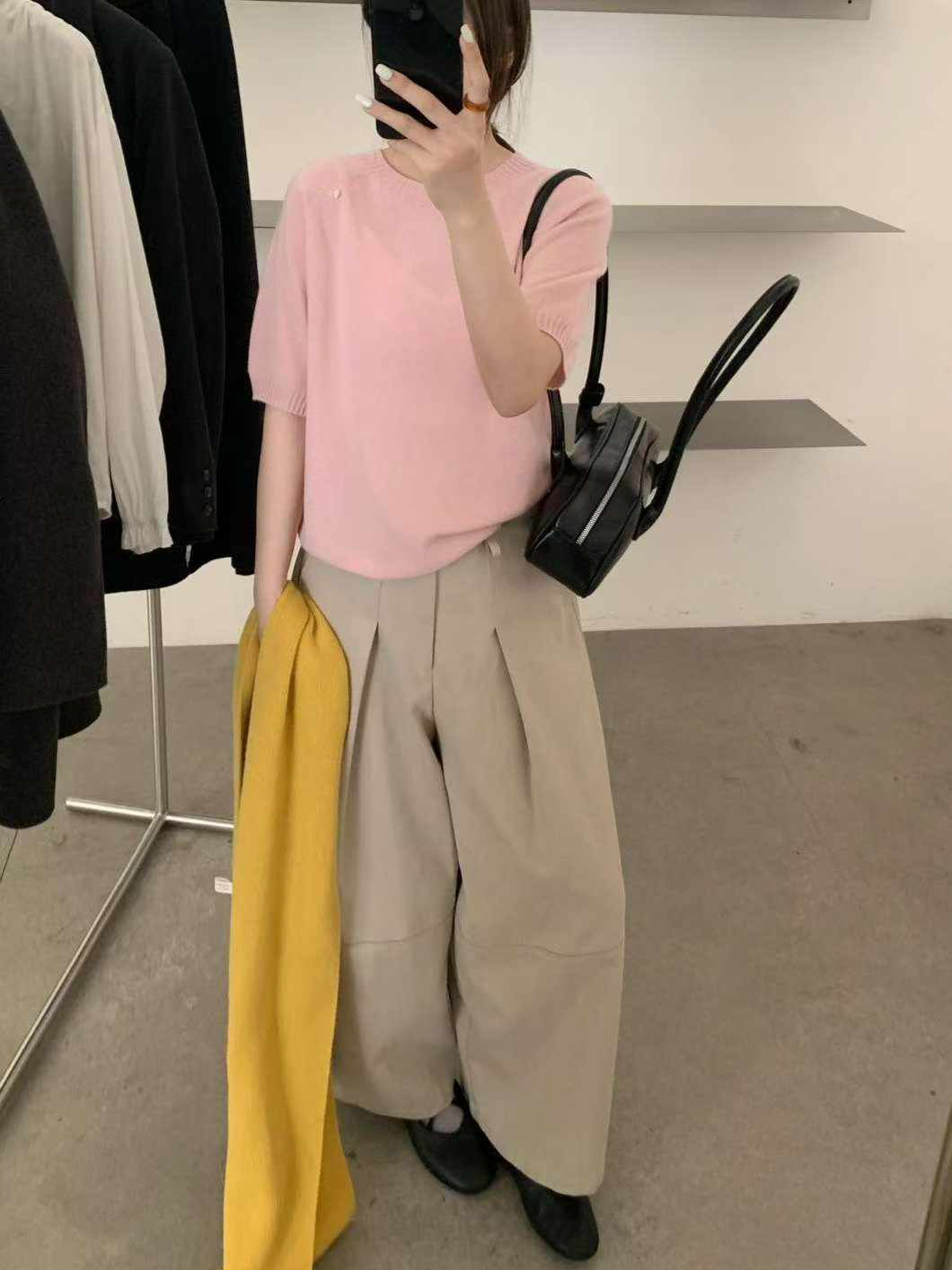 可可家100%WOOL拉克蘭短袖毛衣