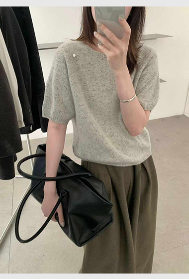 A114.可可家100%WOOL拉克蘭短袖毛衣