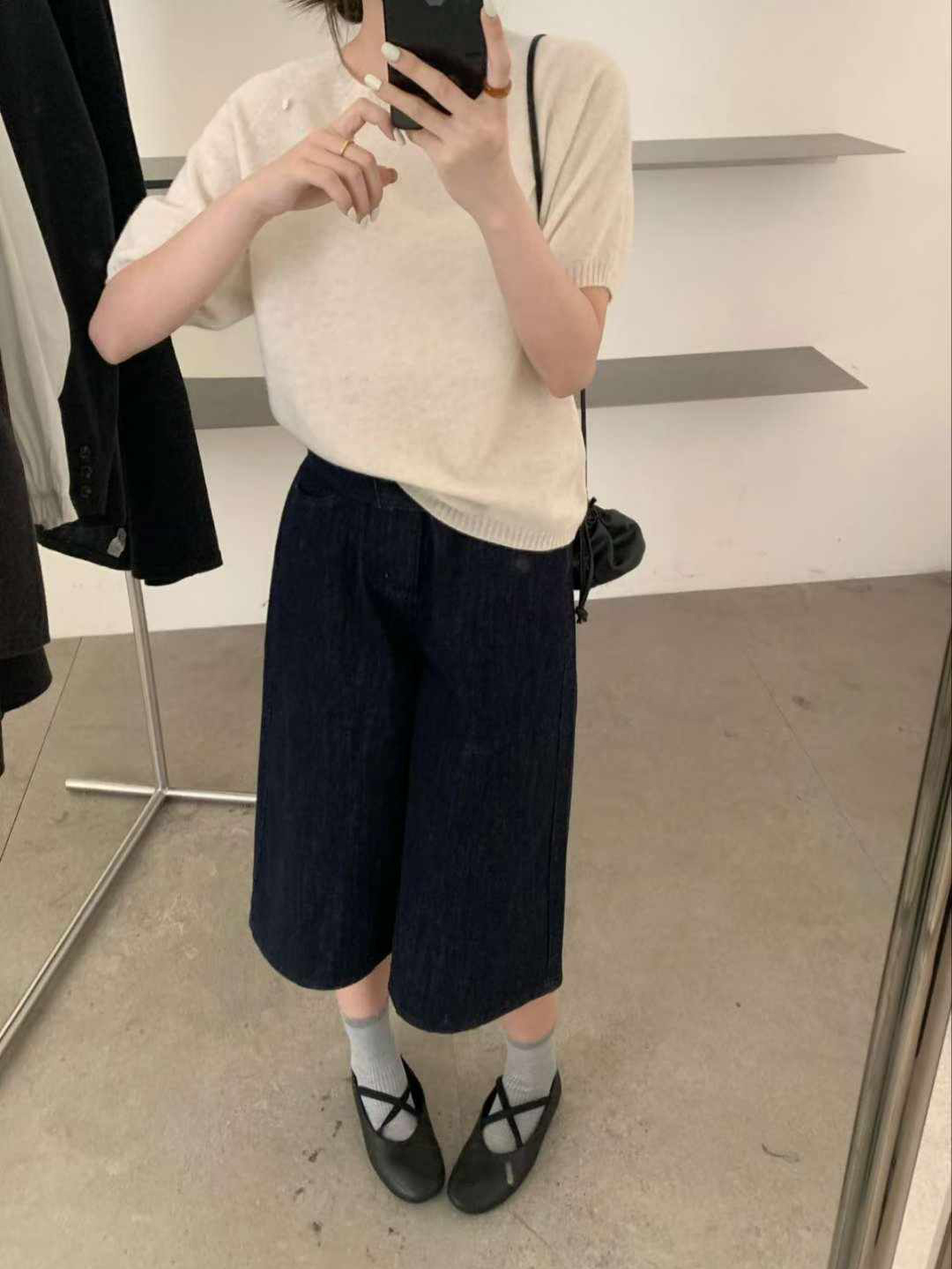 可可家100%WOOL拉克蘭短袖毛衣