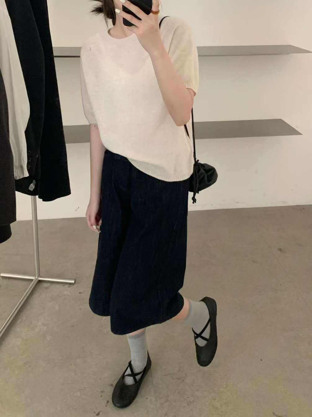可可家100%WOOL拉克蘭短袖毛衣
