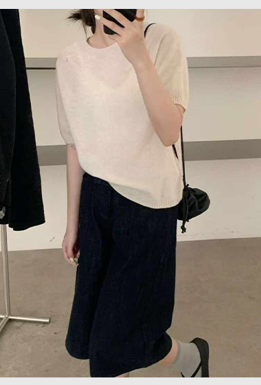 A114.可可家100%WOOL拉克蘭短袖毛衣