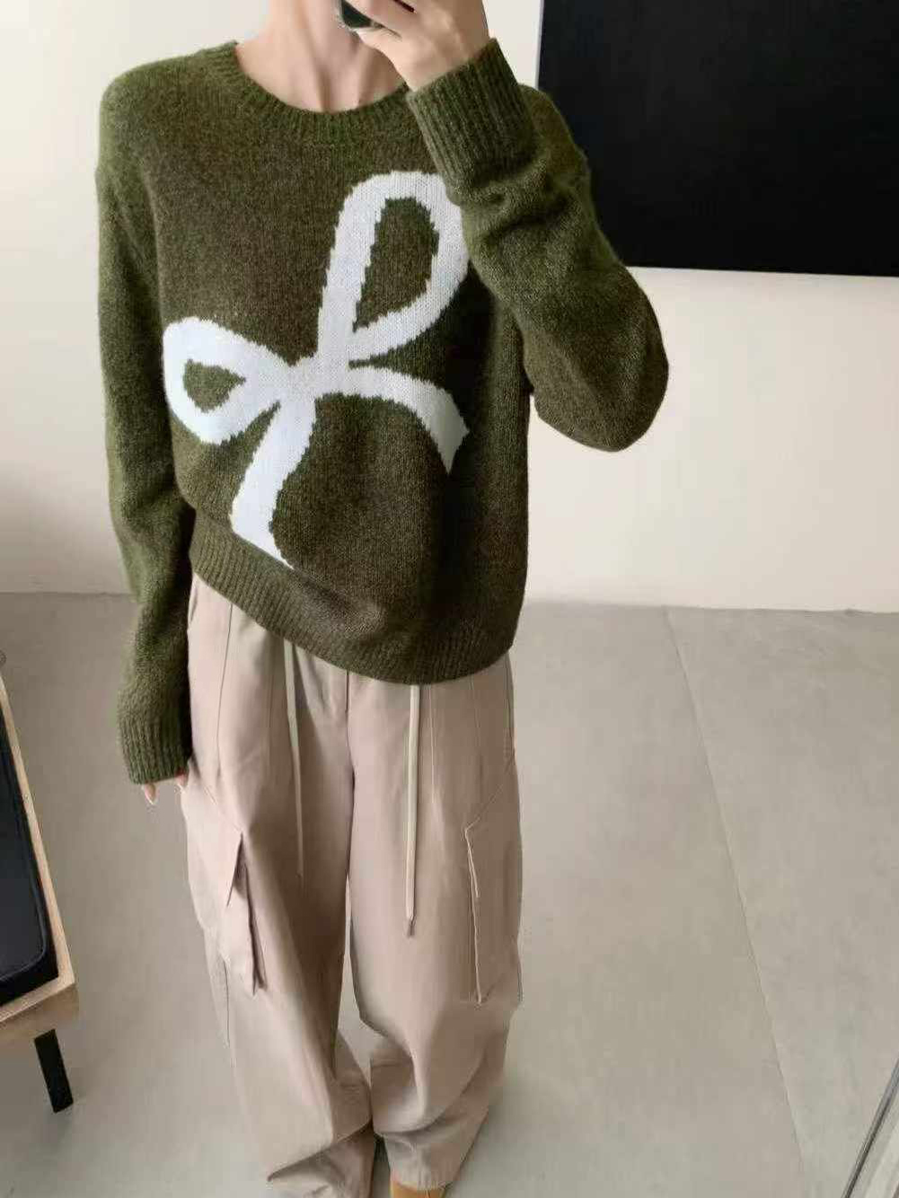 可可家甜美蝴蝶結70%WOOL毛衣