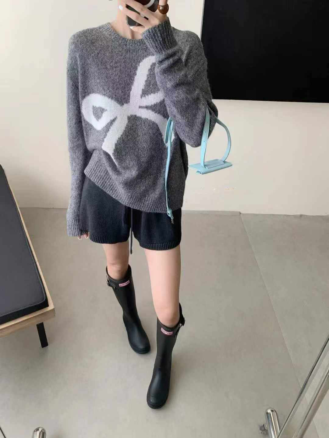 可可家甜美蝴蝶結70%WOOL毛衣