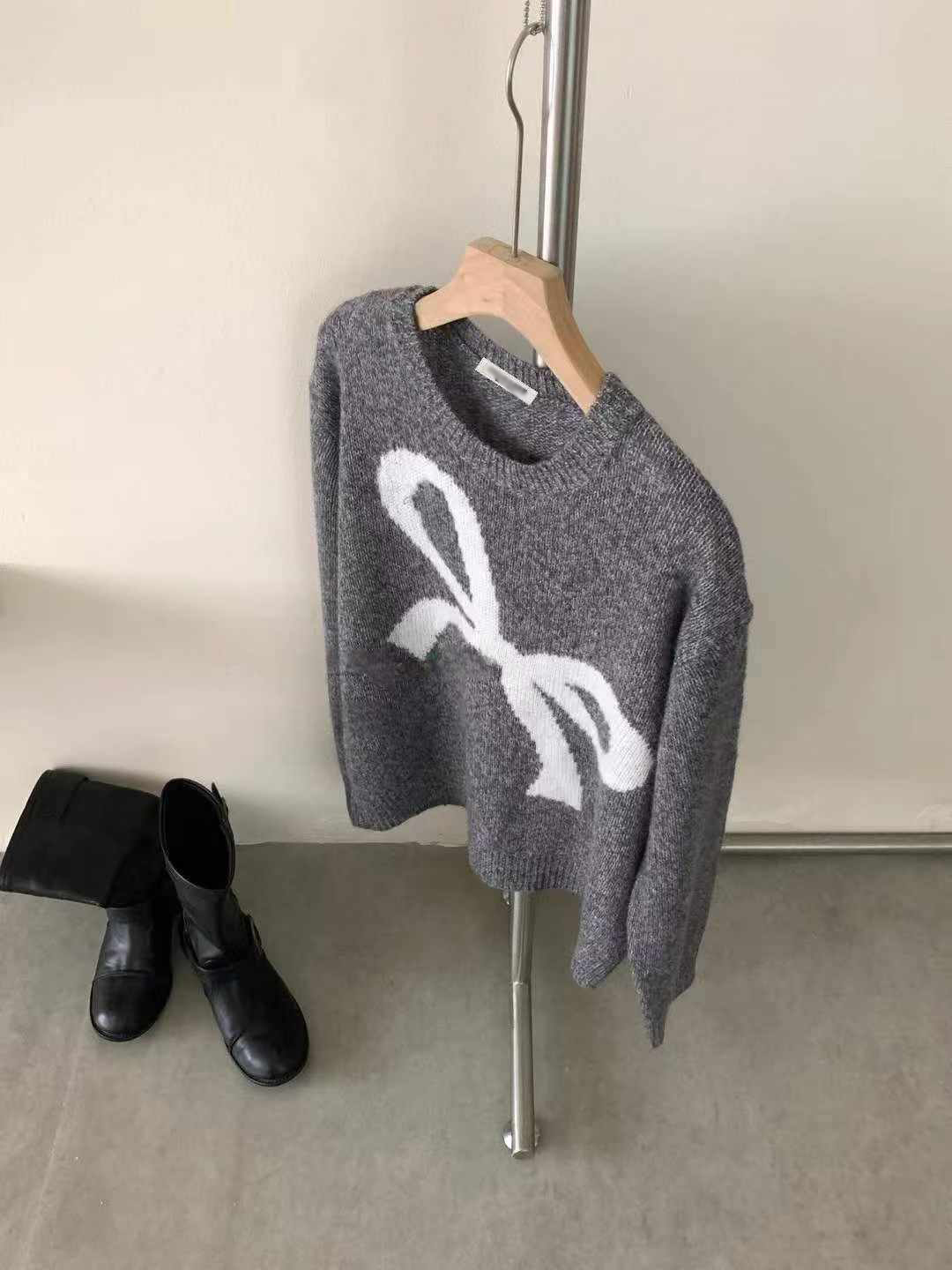 可可家甜美蝴蝶結70%WOOL毛衣
