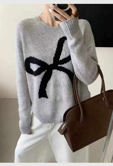 可可家甜美蝴蝶結70%WOOL毛衣