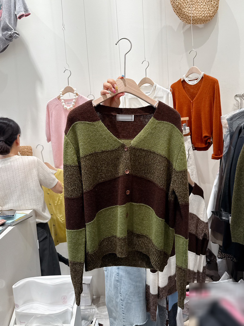 可可家寬條紋70%WOOL外套