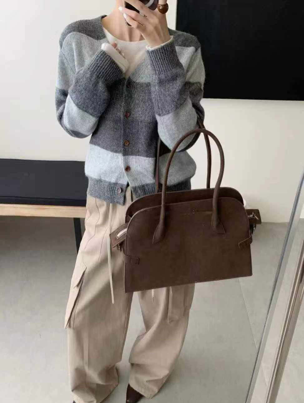 可可家寬條紋70%WOOL外套