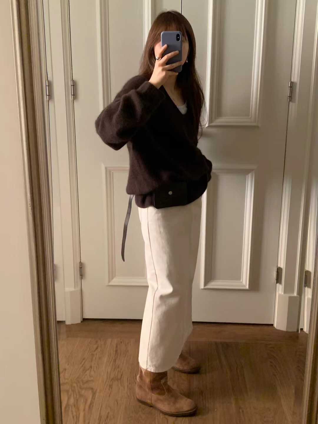 B31.顏值家狐狸浣熊V領無縫毛衣