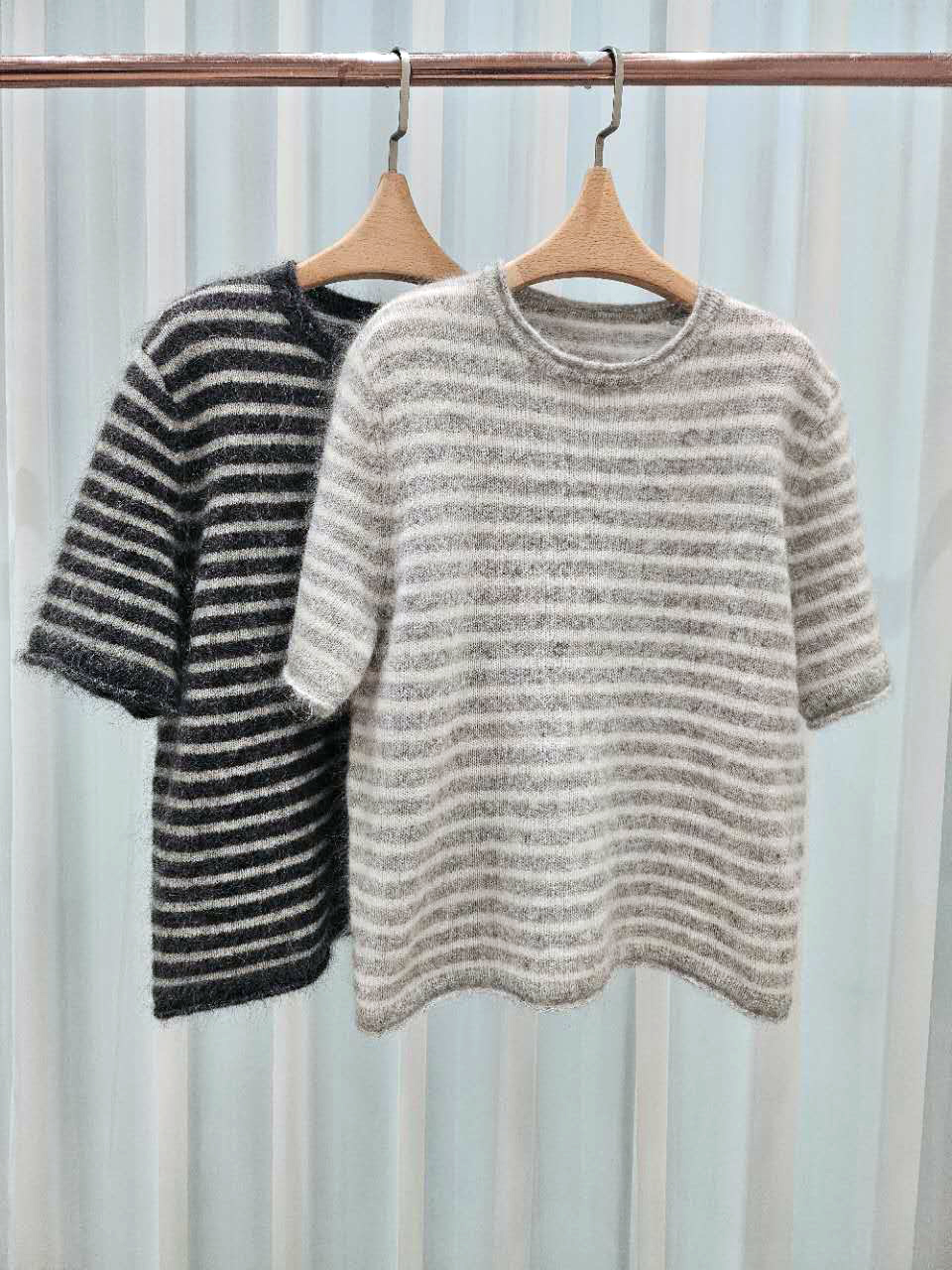 B31.星星家馬海毛短袖條紋毛衣
