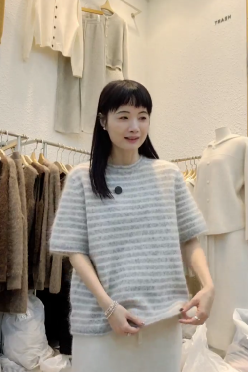 B31.星星家馬海毛短袖條紋毛衣