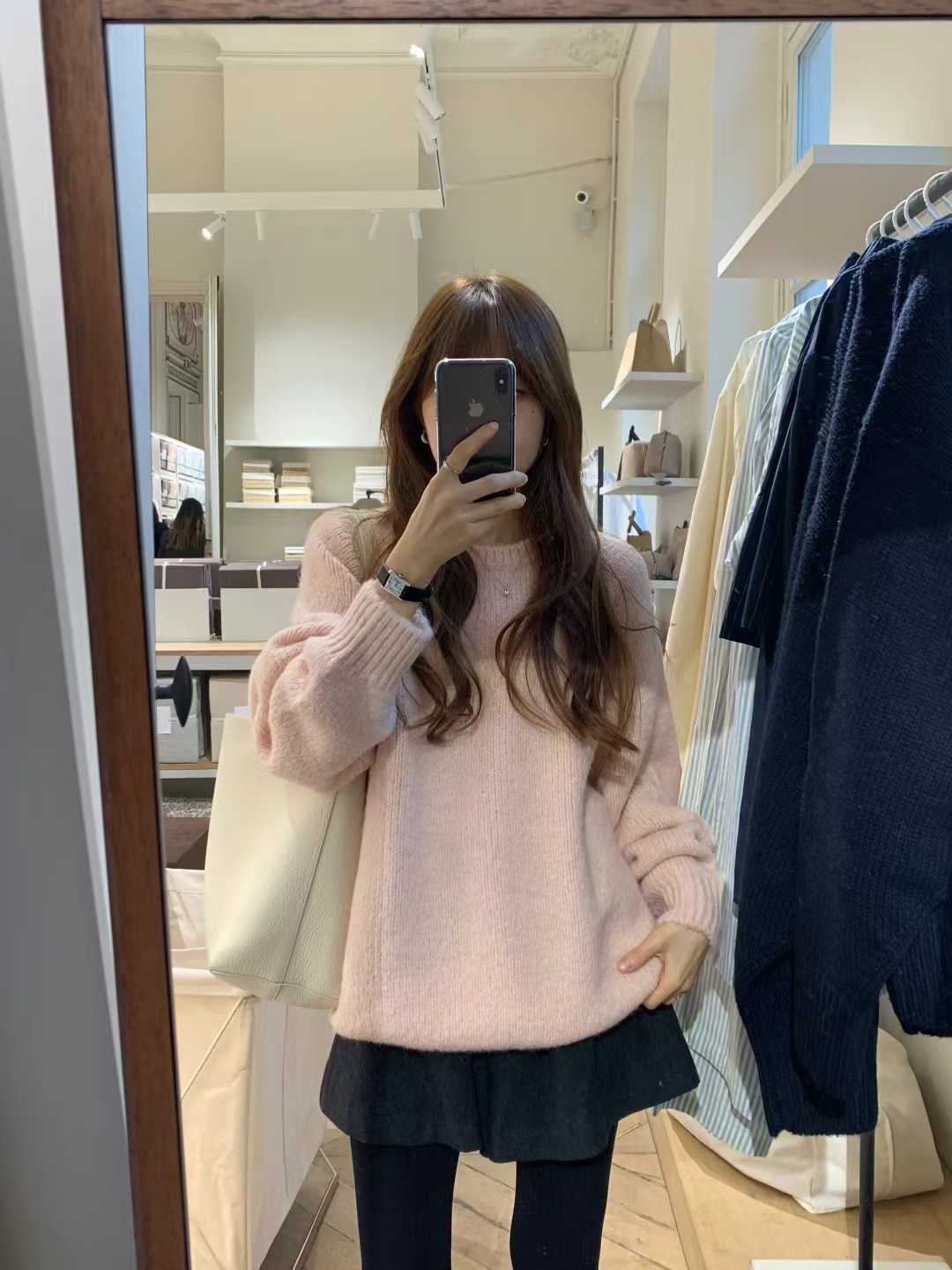 A16.顏值家甜美慵懶圓領毛衣