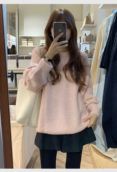 A16.顏值家甜美慵懶圓領毛衣