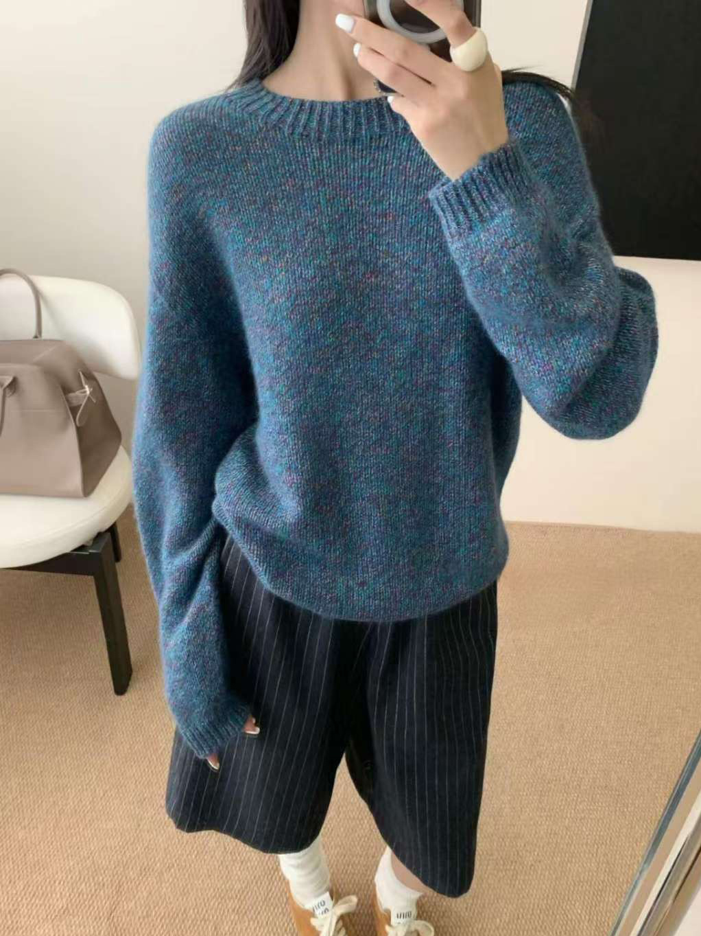 可可家繽紛花紗無縫毛衣