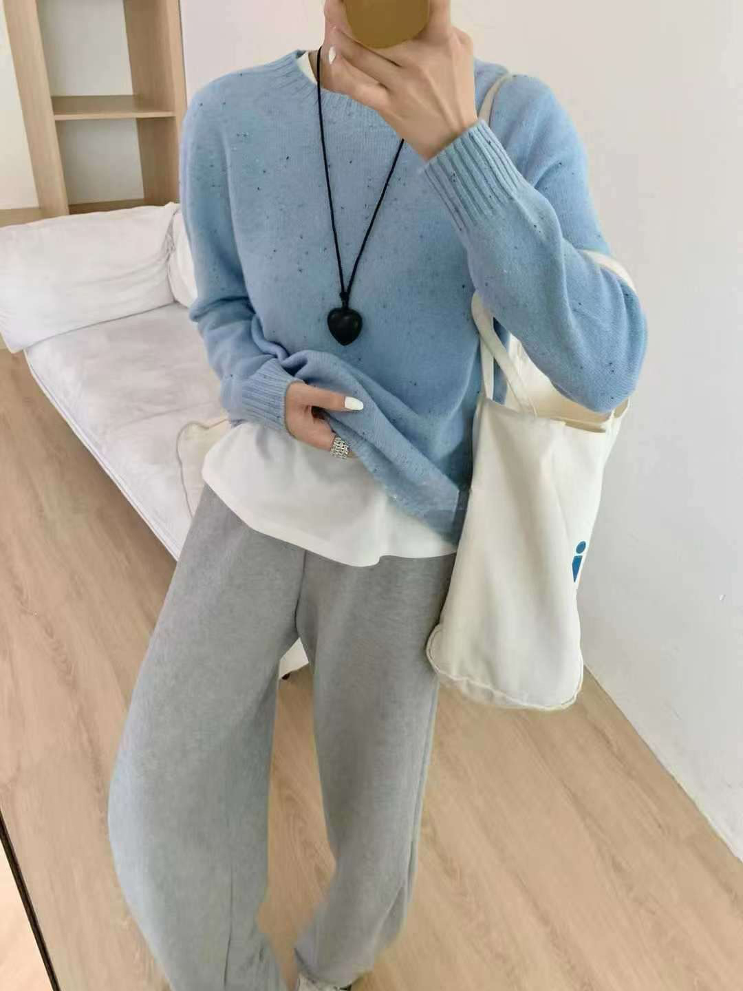 B101.可可家點點星沙粉彩無縫毛衣