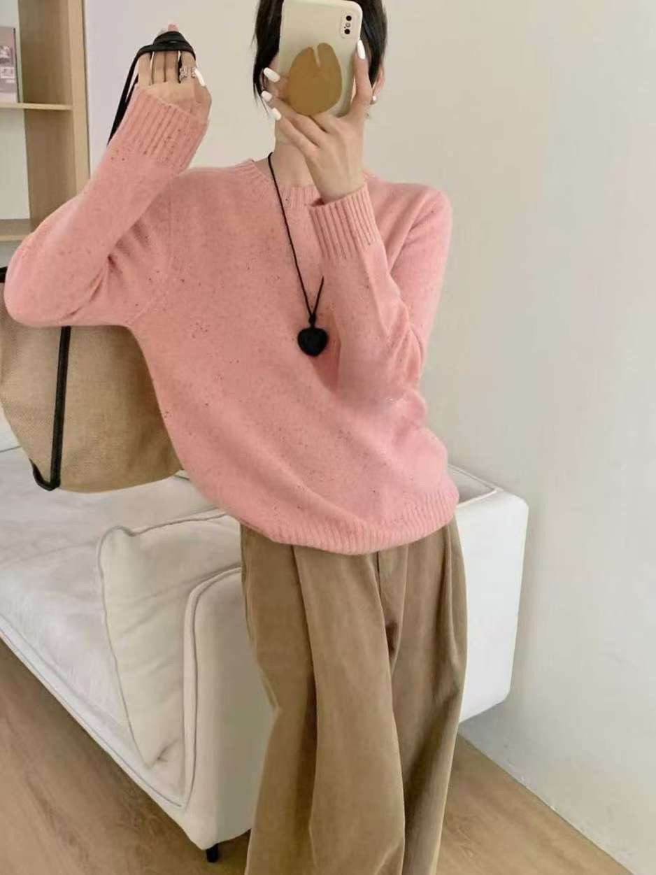 B101.可可家點點星沙粉彩無縫毛衣