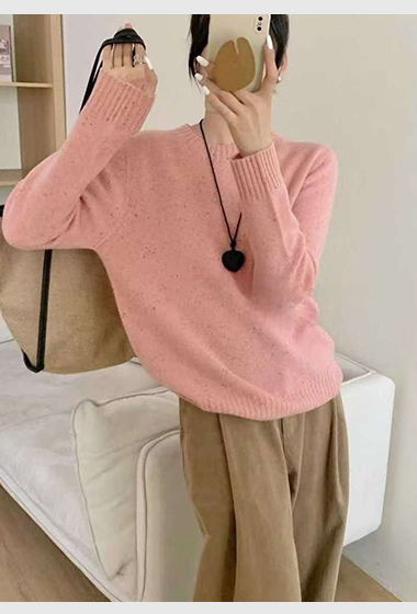 B101.可可家點點星沙粉彩無縫毛衣