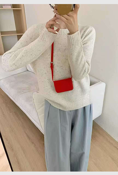 B101.可可家點點星沙粉彩無縫毛衣