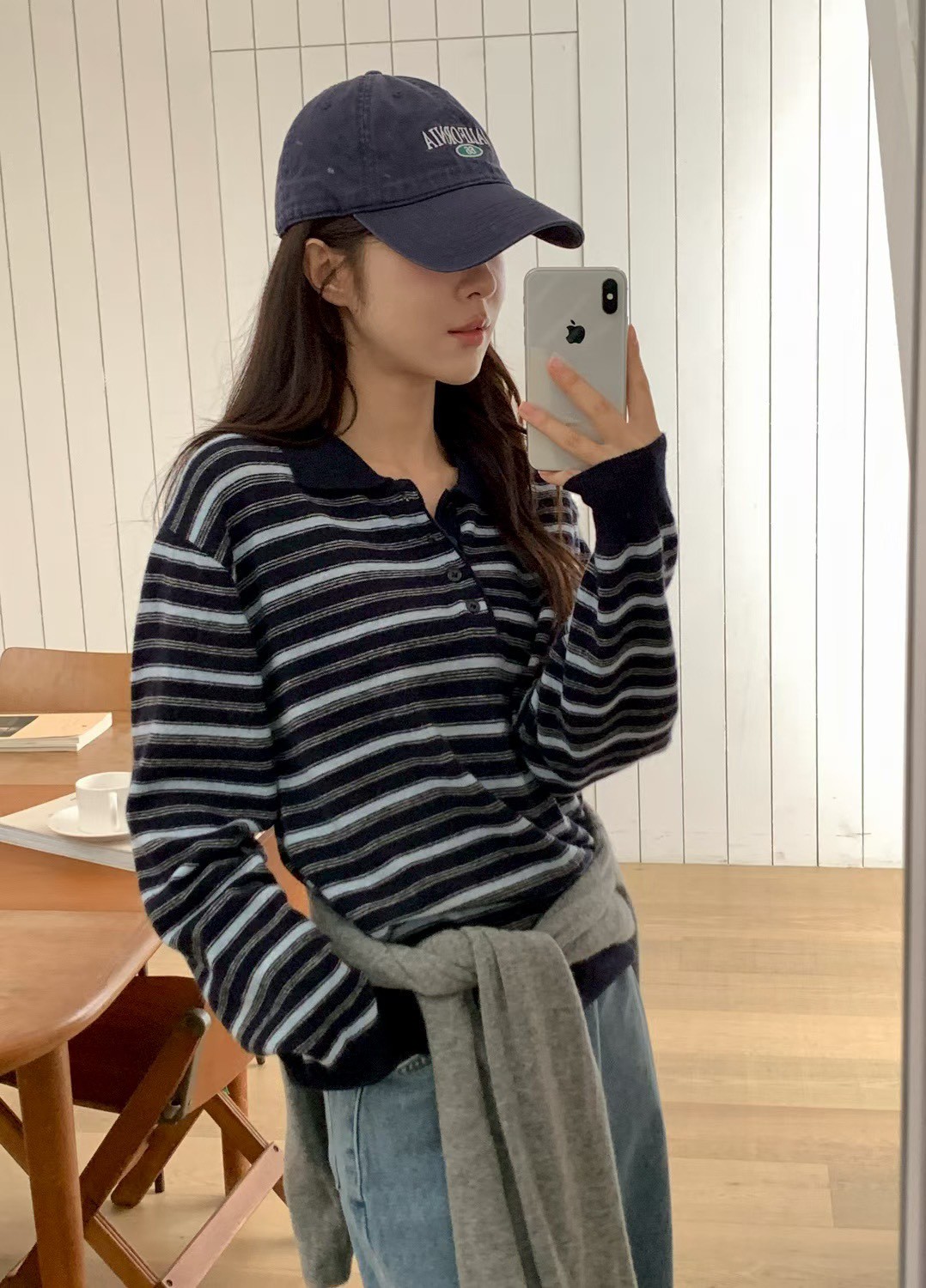 A31.甜姐家5%CASHMERE條紋POLO毛衣