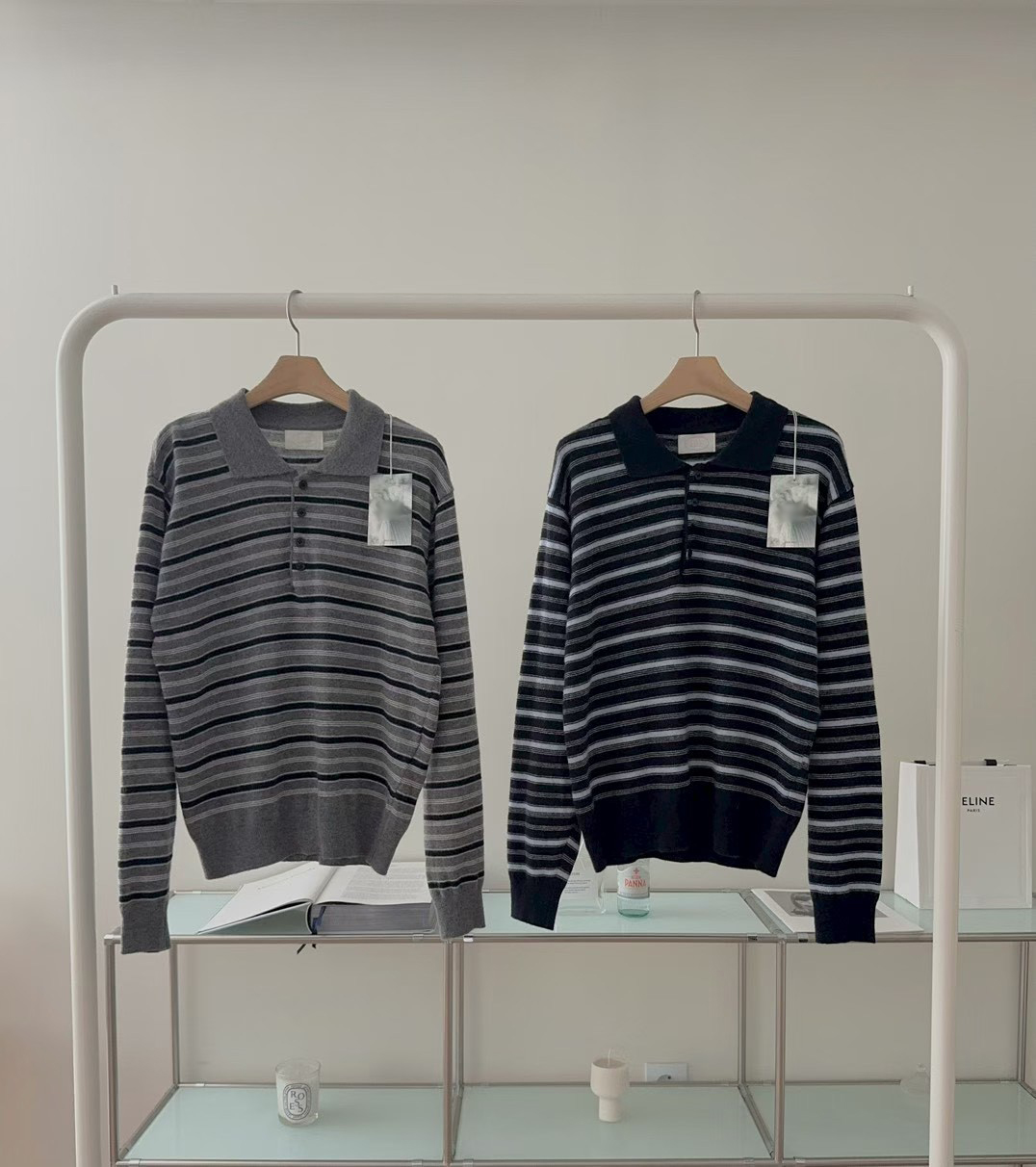 A31.甜姐家5%CASHMERE條紋POLO毛衣