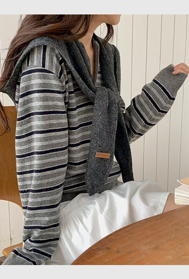 A31.甜姐家5%CASHMERE條紋POLO毛衣