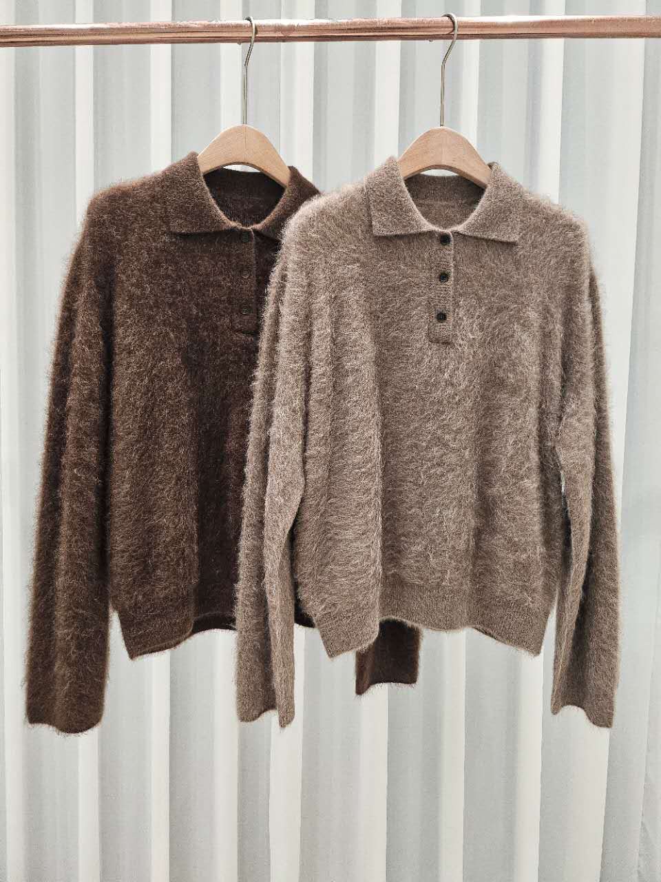 B47.星星家襯衫領100%犛牛毛衣