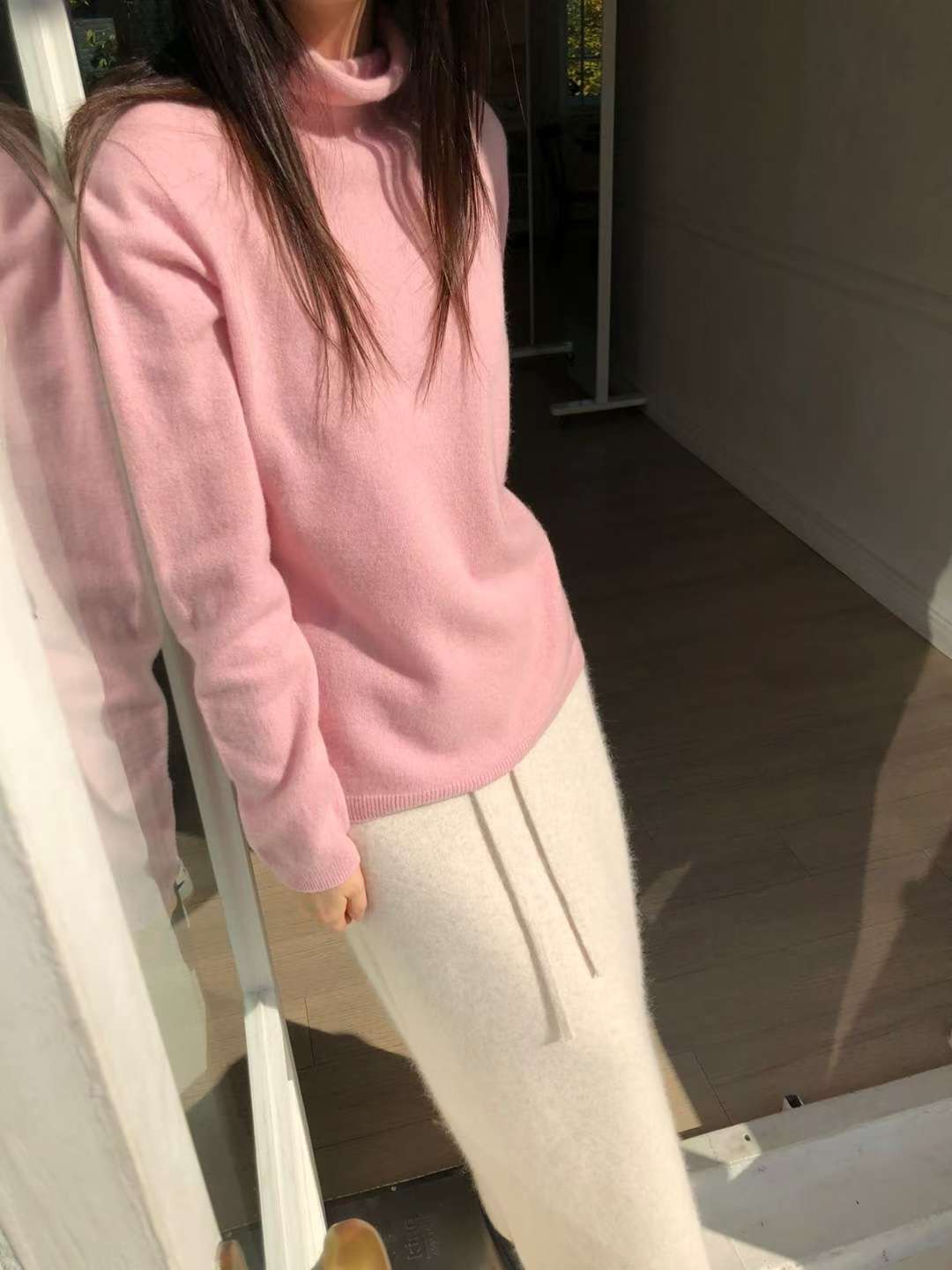 星星家氣質高領浣熊混羊毛衣