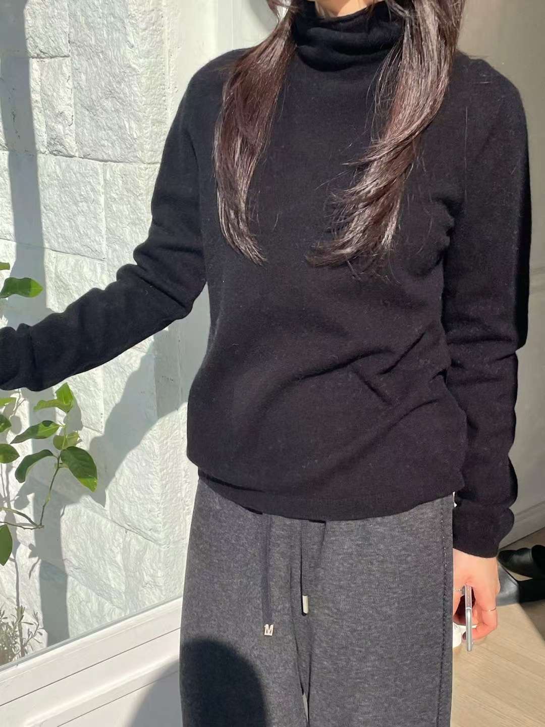 星星家氣質高領浣熊混羊毛衣