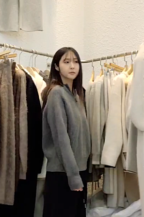 星星家浣熊羊毛混紡連帽半拉鍊毛衣