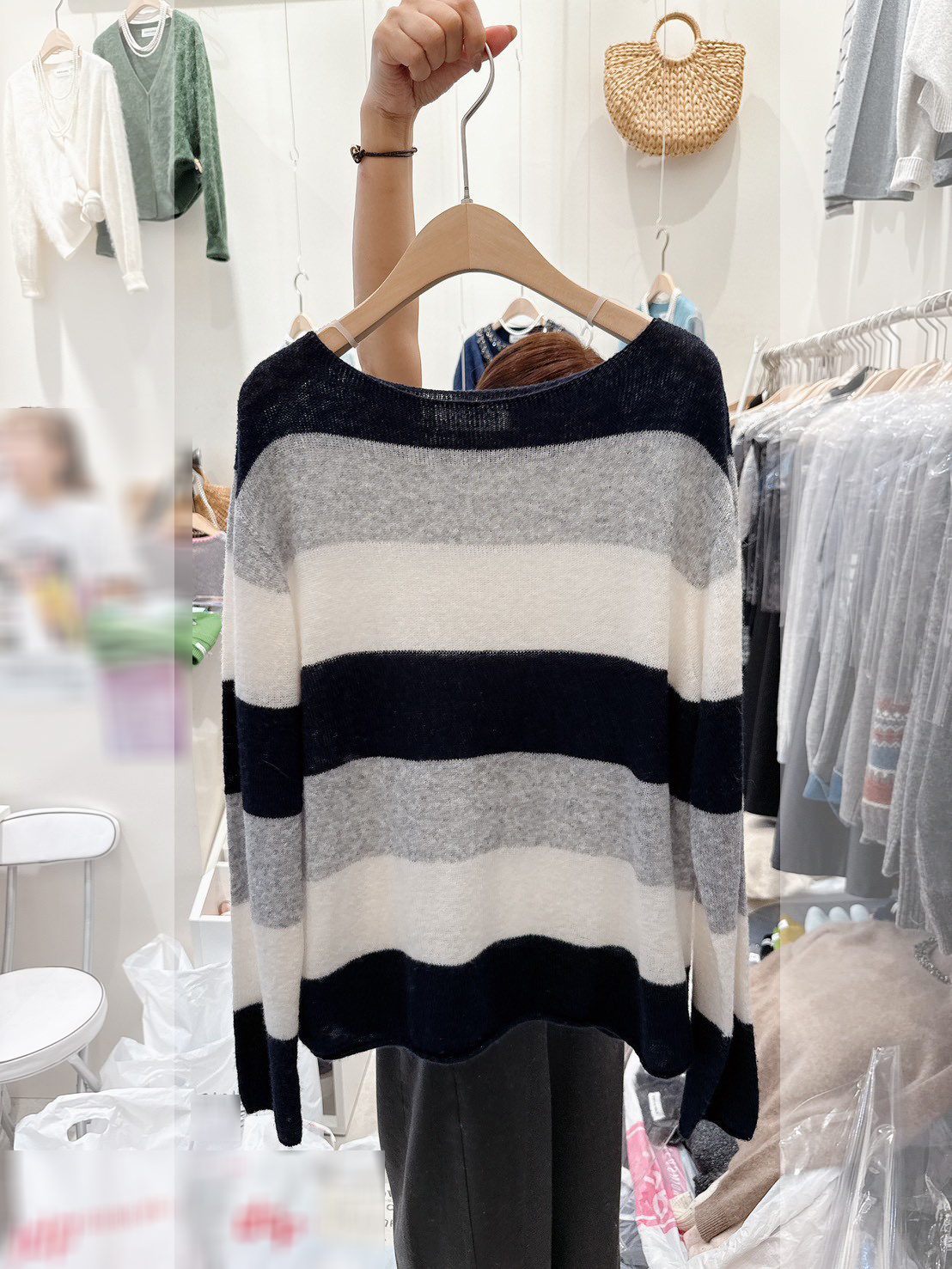 B97.可可家漸層寬條紋WOOL毛衣