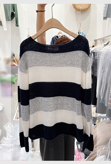 B97.可可家漸層寬條紋WOOL毛衣