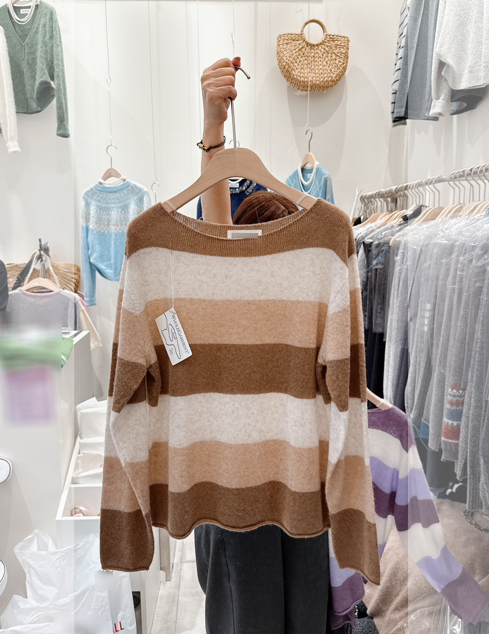 B97.可可家漸層寬條紋WOOL毛衣