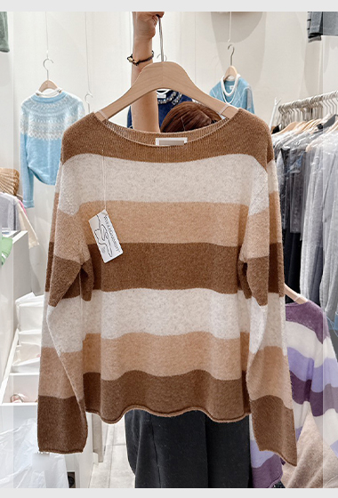 B97.可可家漸層寬條紋WOOL毛衣