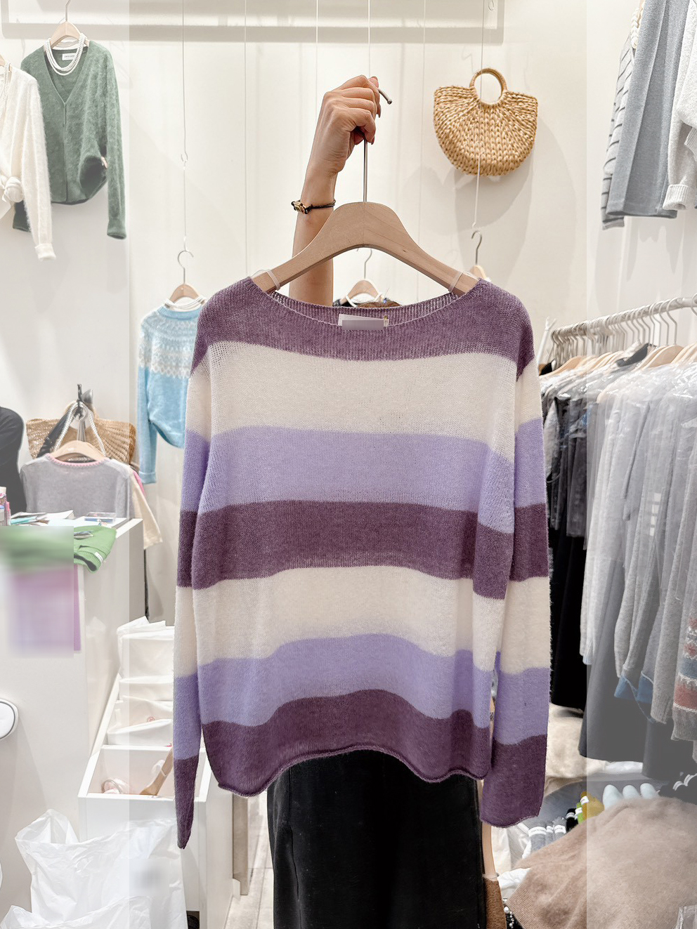 B97.可可家漸層寬條紋WOOL毛衣