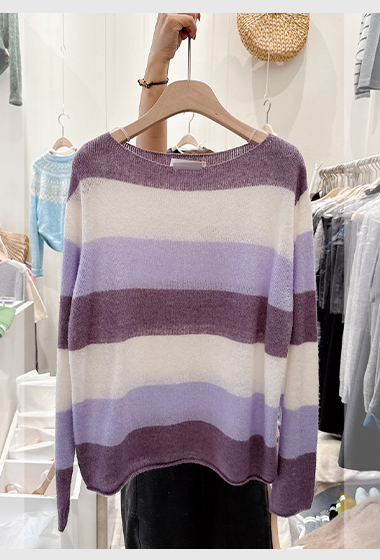 B97.可可家漸層寬條紋WOOL毛衣