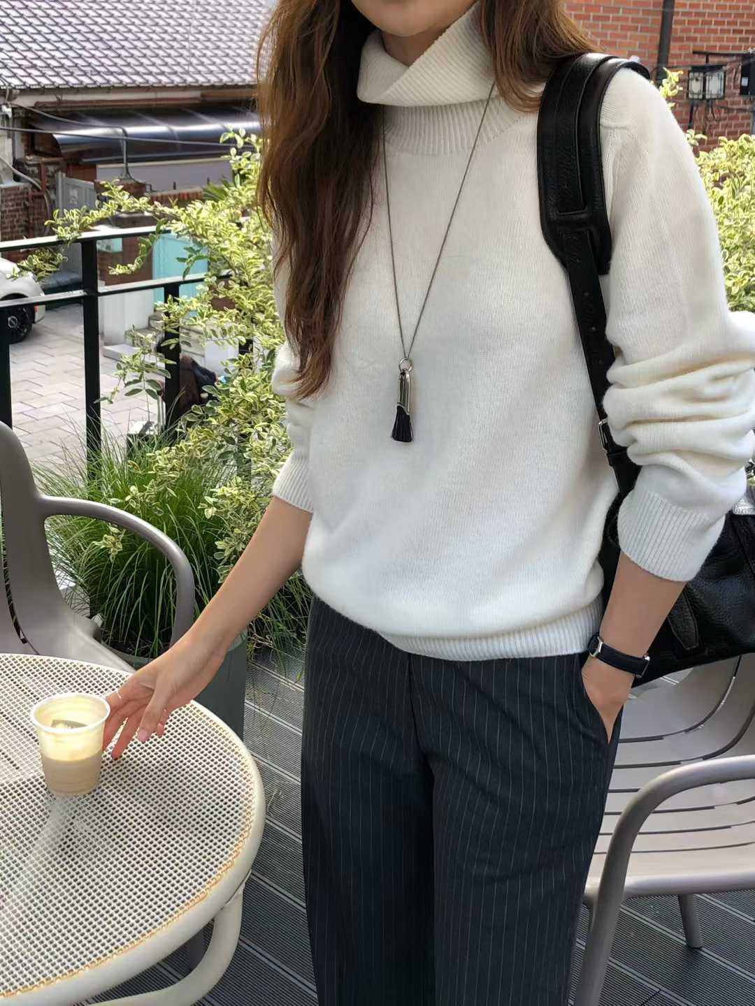 B65.大V家淡雅5%CASHMERE無縫高領毛衣