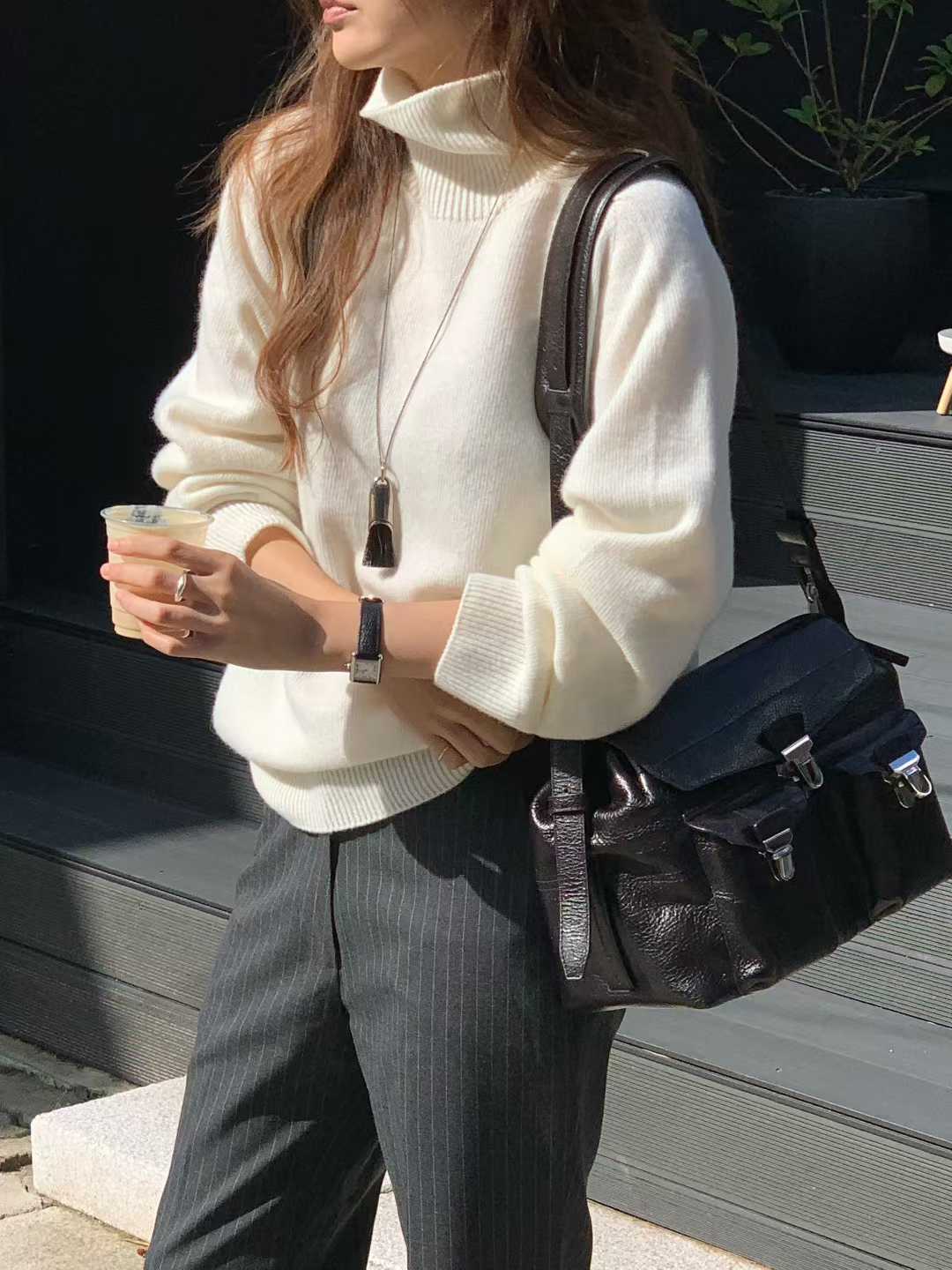 B65.大V家淡雅5%CASHMERE無縫高領毛衣