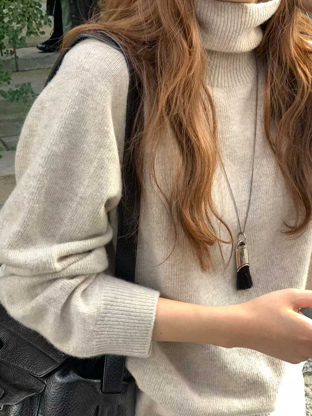 B65.大V家淡雅5%CASHMERE無縫高領毛衣