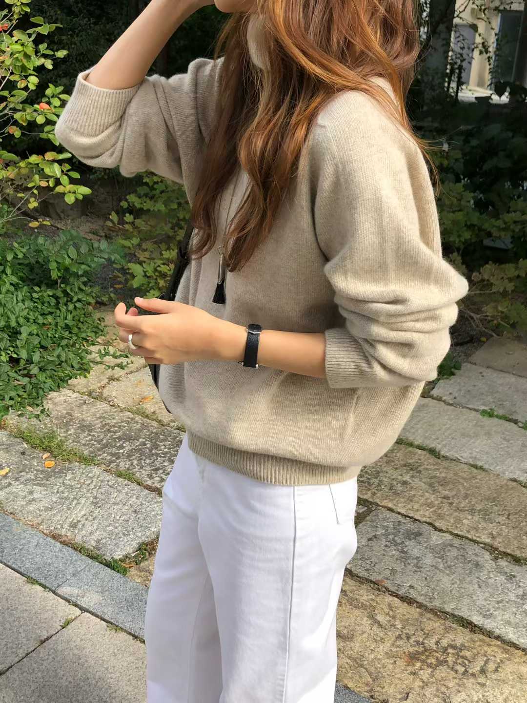 B65.大V家淡雅5%CASHMERE無縫高領毛衣