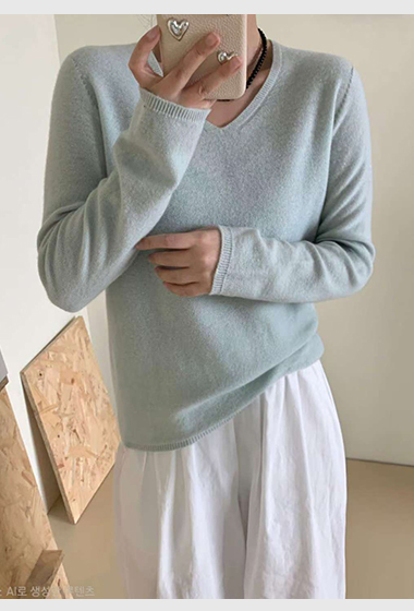 B80.可可家V領溫柔風毛衣