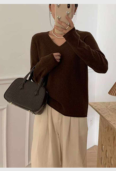 B80.可可家V領溫柔風毛衣