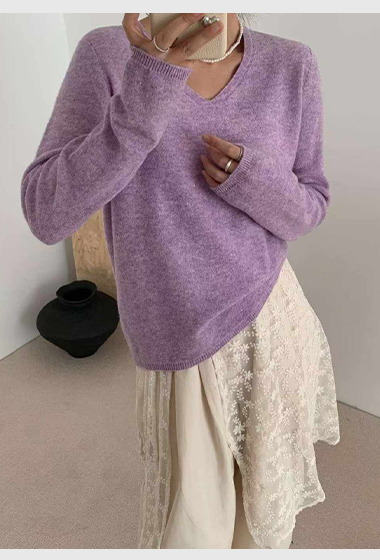 B80.可可家V領溫柔風毛衣