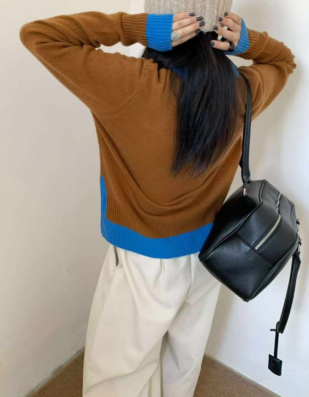 B98.可可家知性氣質V領毛衣