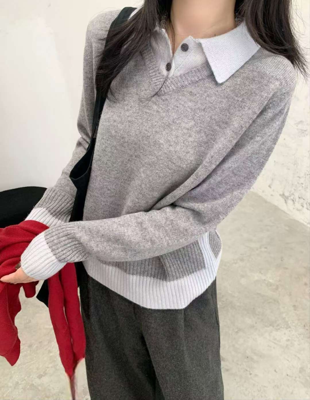 B98.可可家知性氣質V領毛衣