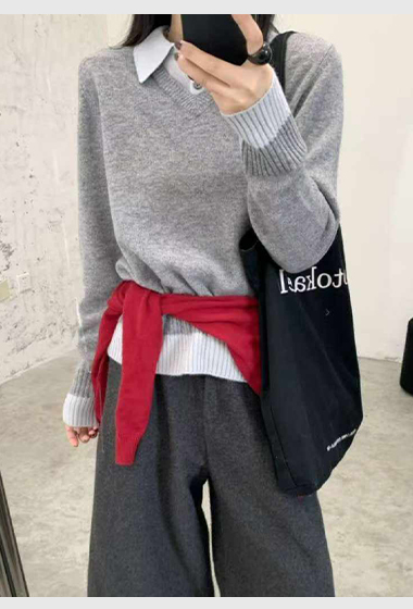 B98.可可家知性氣質V領毛衣