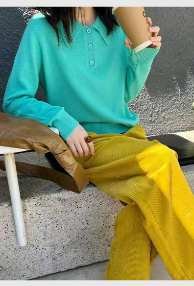 B91.可可家翻領甜美POLO毛衣